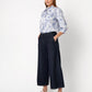 Floral Striped Cotton Rouched Blouse