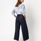 Floral Striped Cotton Rouched Blouse