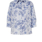 Floral Striped Cotton Rouched Blouse