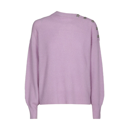 Teardrop Shoulder Rib-Knit Sweater