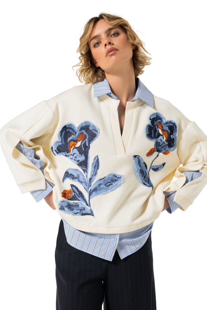 Two-in-One Sweater w. Embroidery
