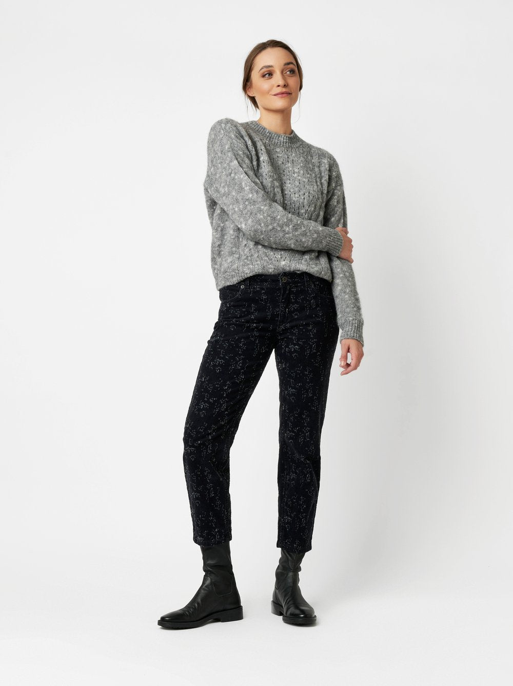 Distressed Ribbed Corduroy Pants