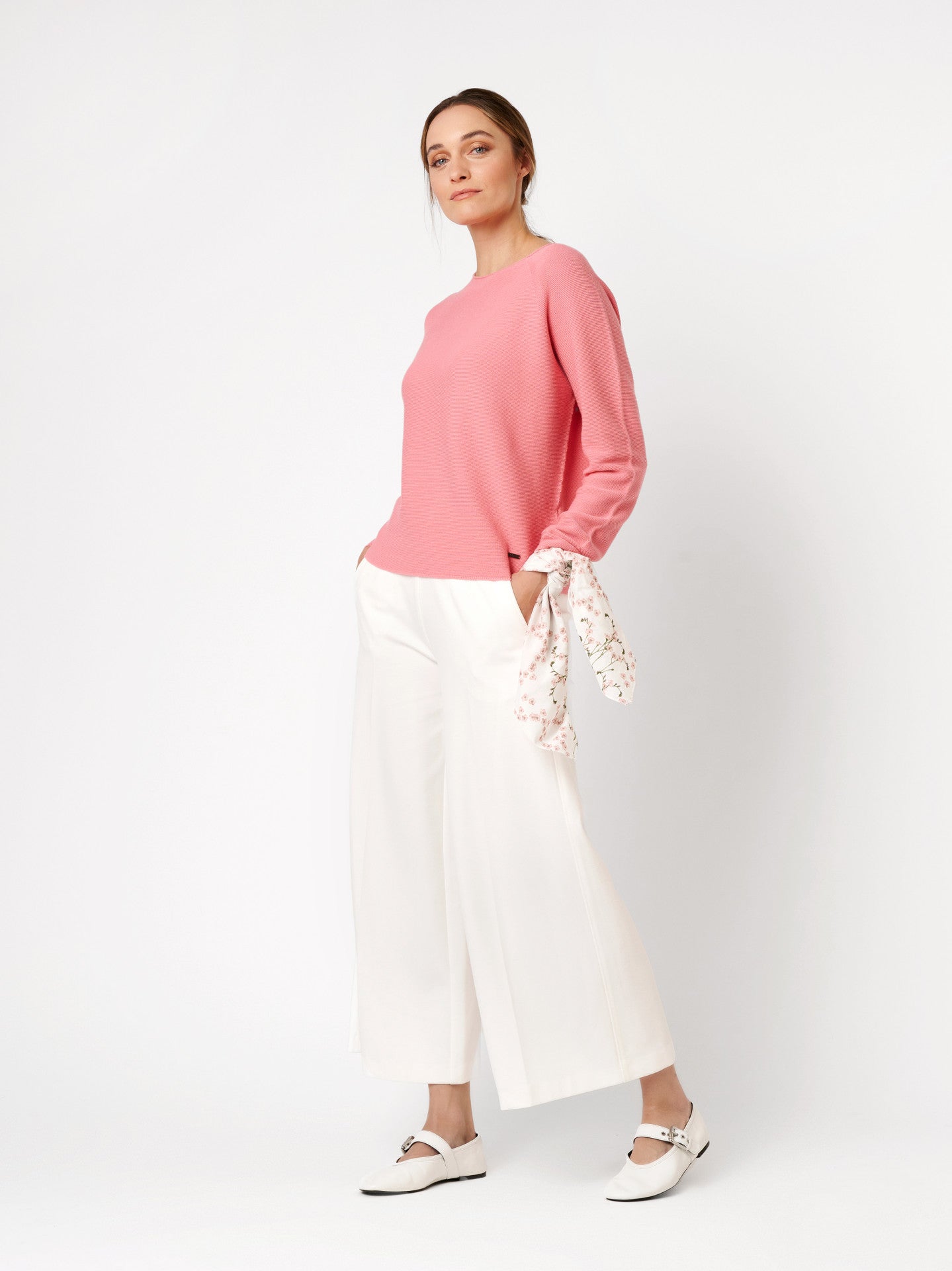 Cotton Rib-Knit Long Sleeve Sweater