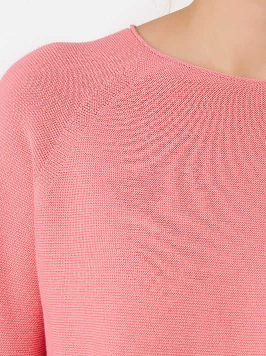 Cotton Rib-Knit Long Sleeve Sweater