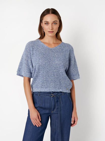 Cotton Crochet Half Sleeve Sweater