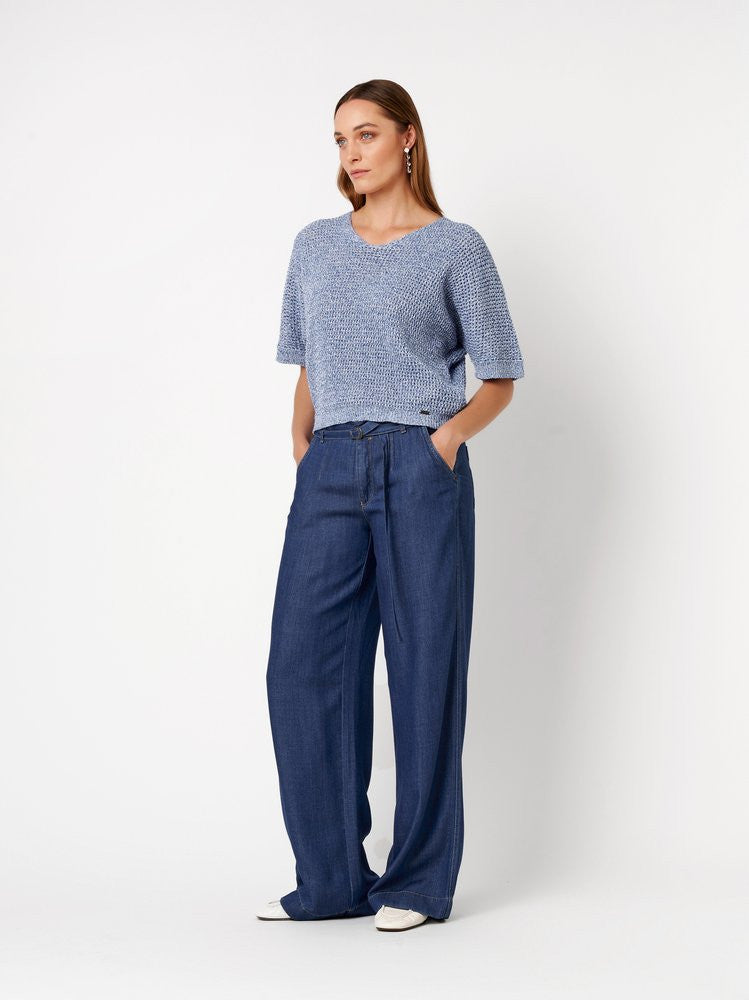 Cotton Crochet Half Sleeve Sweater