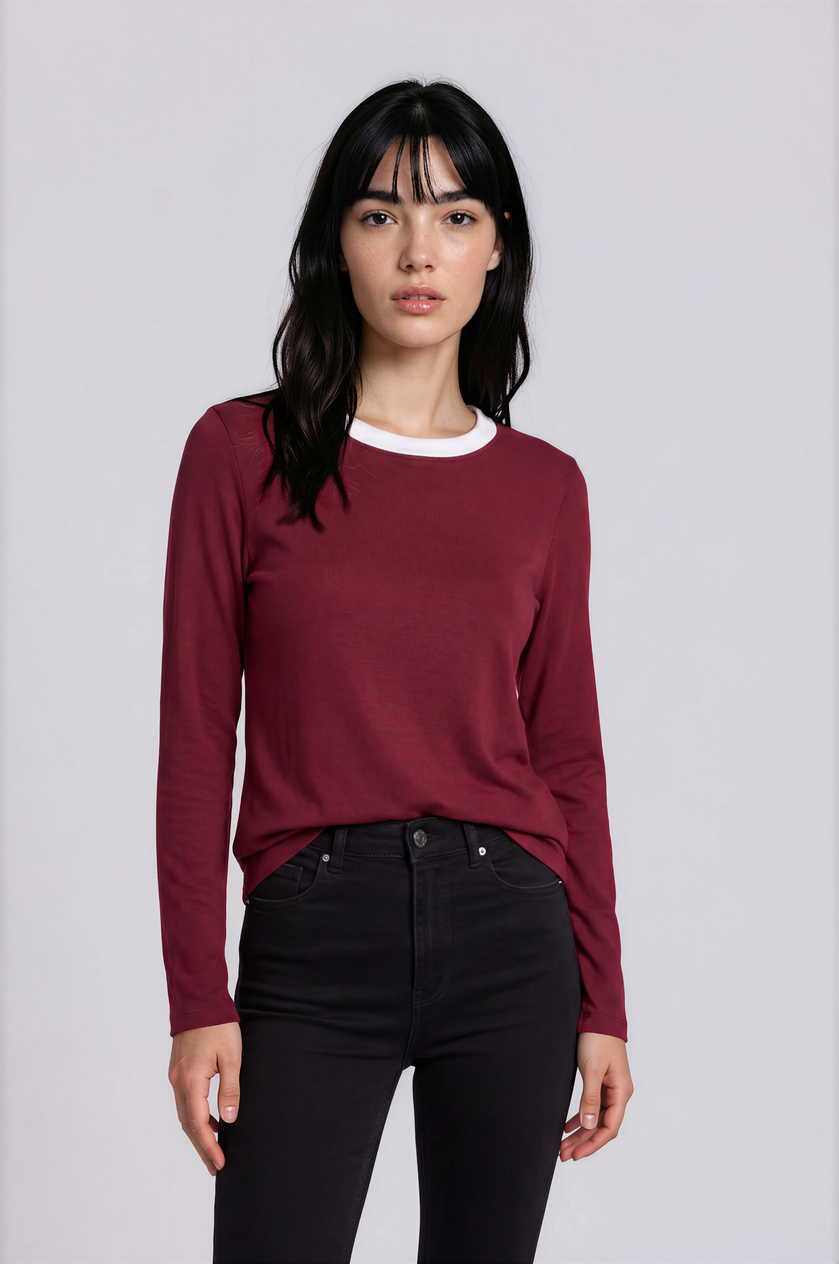 Double-Layer Cotton Long Sleeve Tee