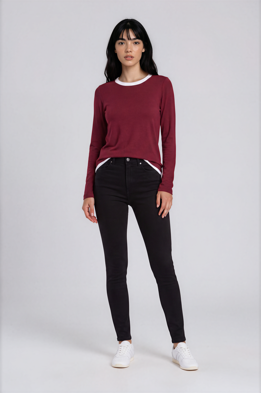 Double-Layer Cotton Long Sleeve Tee