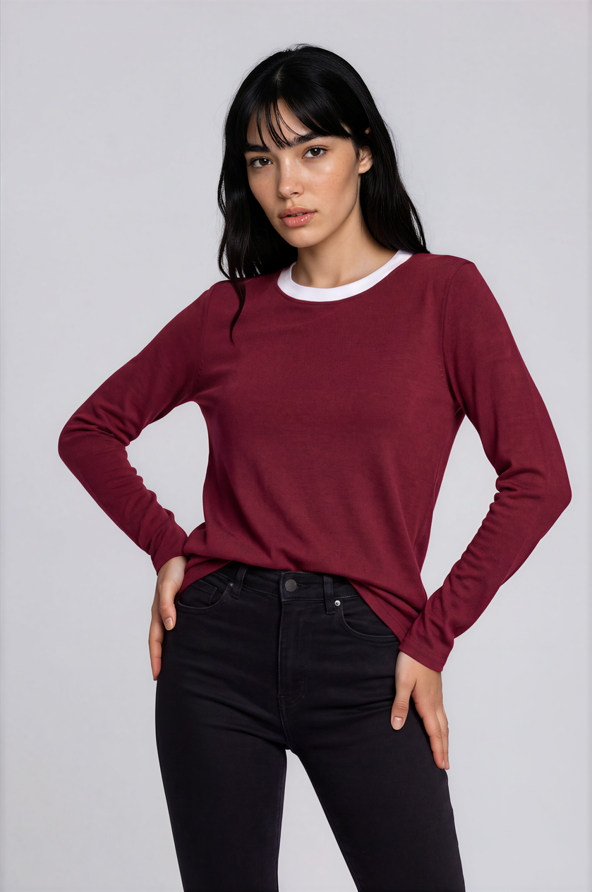 Double-Layer Cotton Long Sleeve Tee