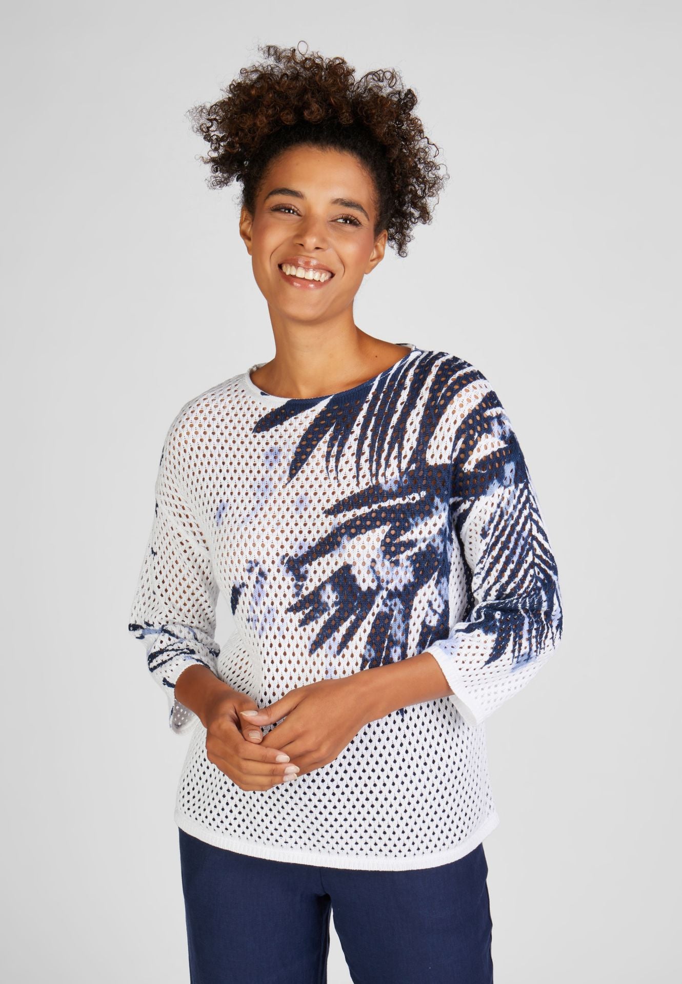 Open-Knit Palm Leaf Sweater