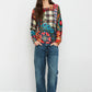 Floral Tartan Cashmere Blend Sweater
