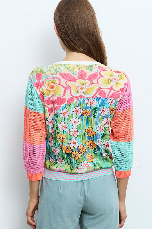 Crochet Sleeves Flower Garden Sweater
