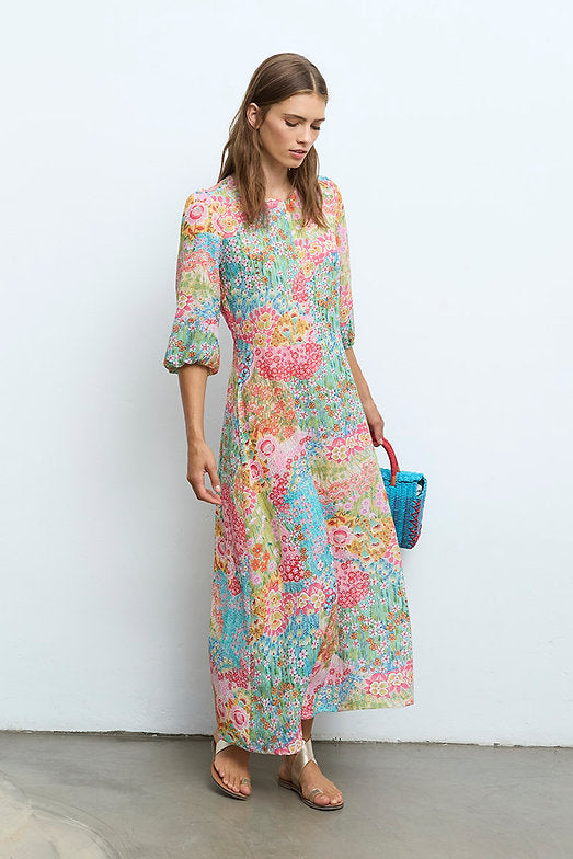 Wispy Floral Garden Long Dress
