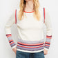 Popcorn Knit Sweater w. Neon Trim