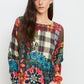 Floral Tartan Cashmere Blend Sweater