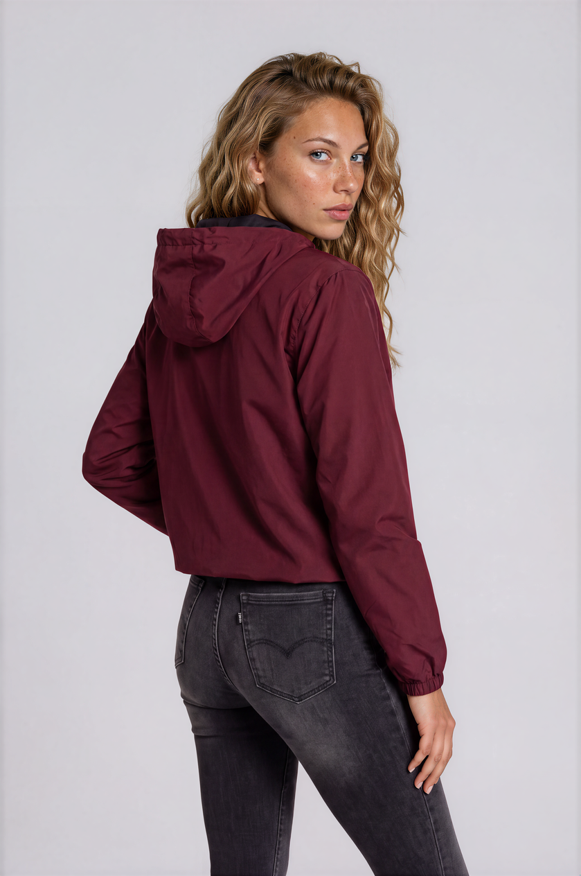 Cotton-Lined Berry Bomber Jacket
