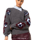 Fuzzy Flowers Sleeve Detailed Sweater
