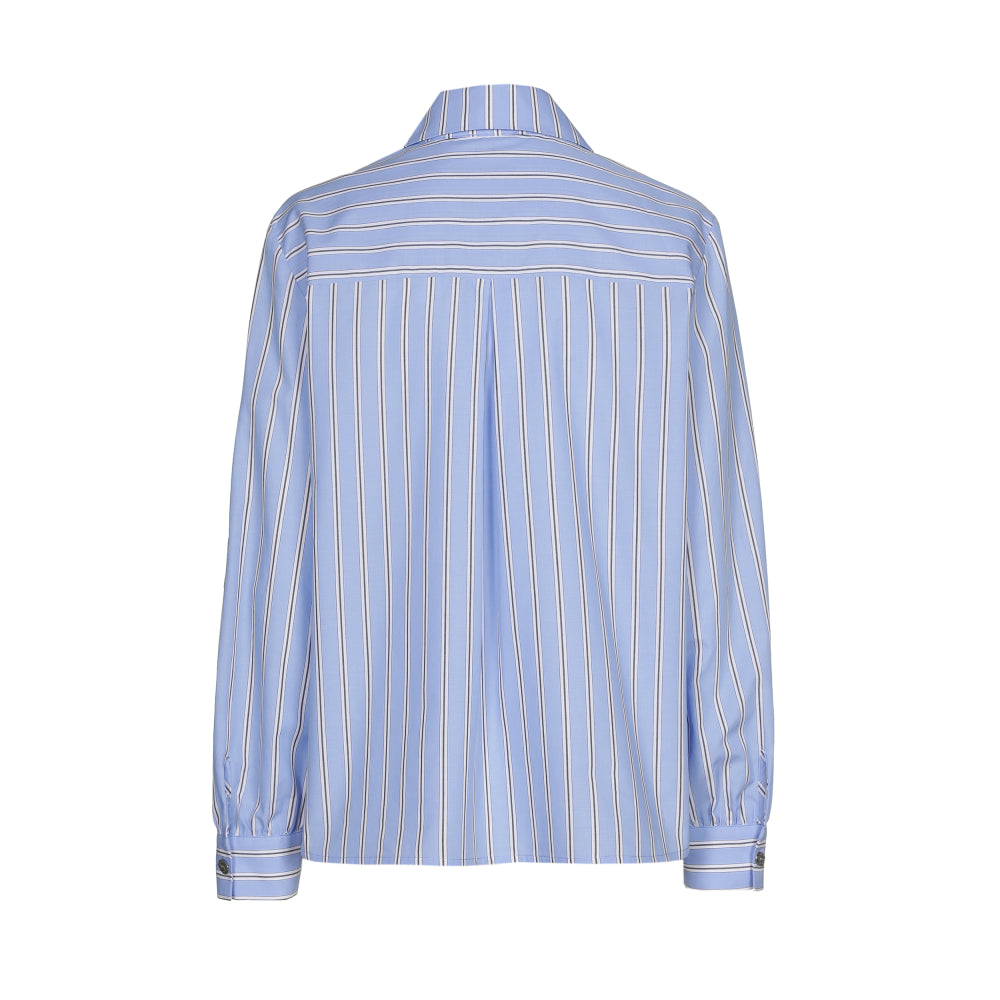 Flower Embossed Striped Cotton Blouse
