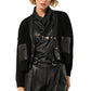 Leather Detailed Cropped Knit Cardigan