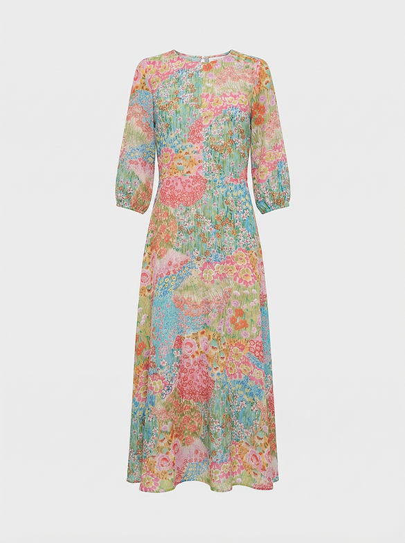 Wispy Floral Garden Long Dress