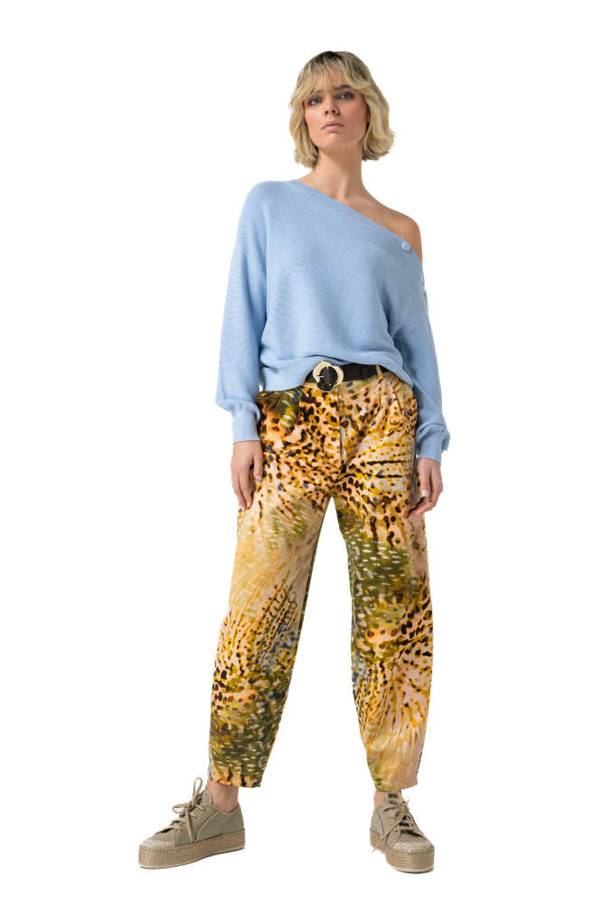 Leopard Print Belted Baggy Pant