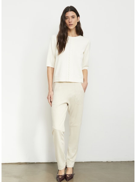 Cable Applique Half-Sleeve Top