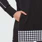 V-Neck Houndstooth Trim Jersey Dress