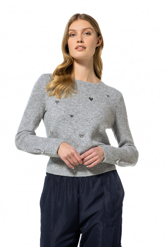 Silver Heart Speckled Wool Sweater