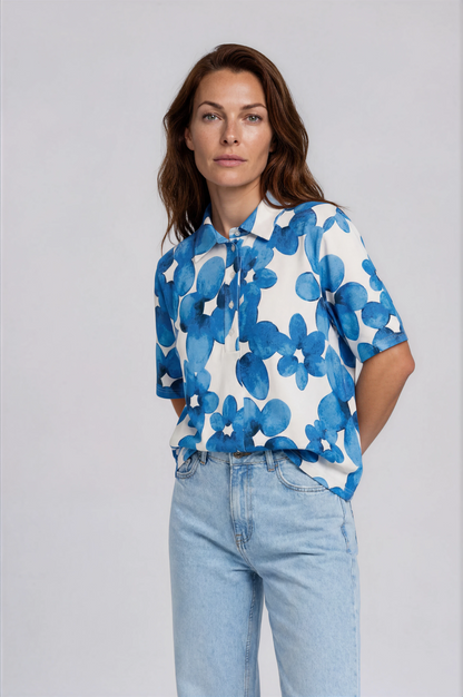 Bubble Flower Cotton Polo