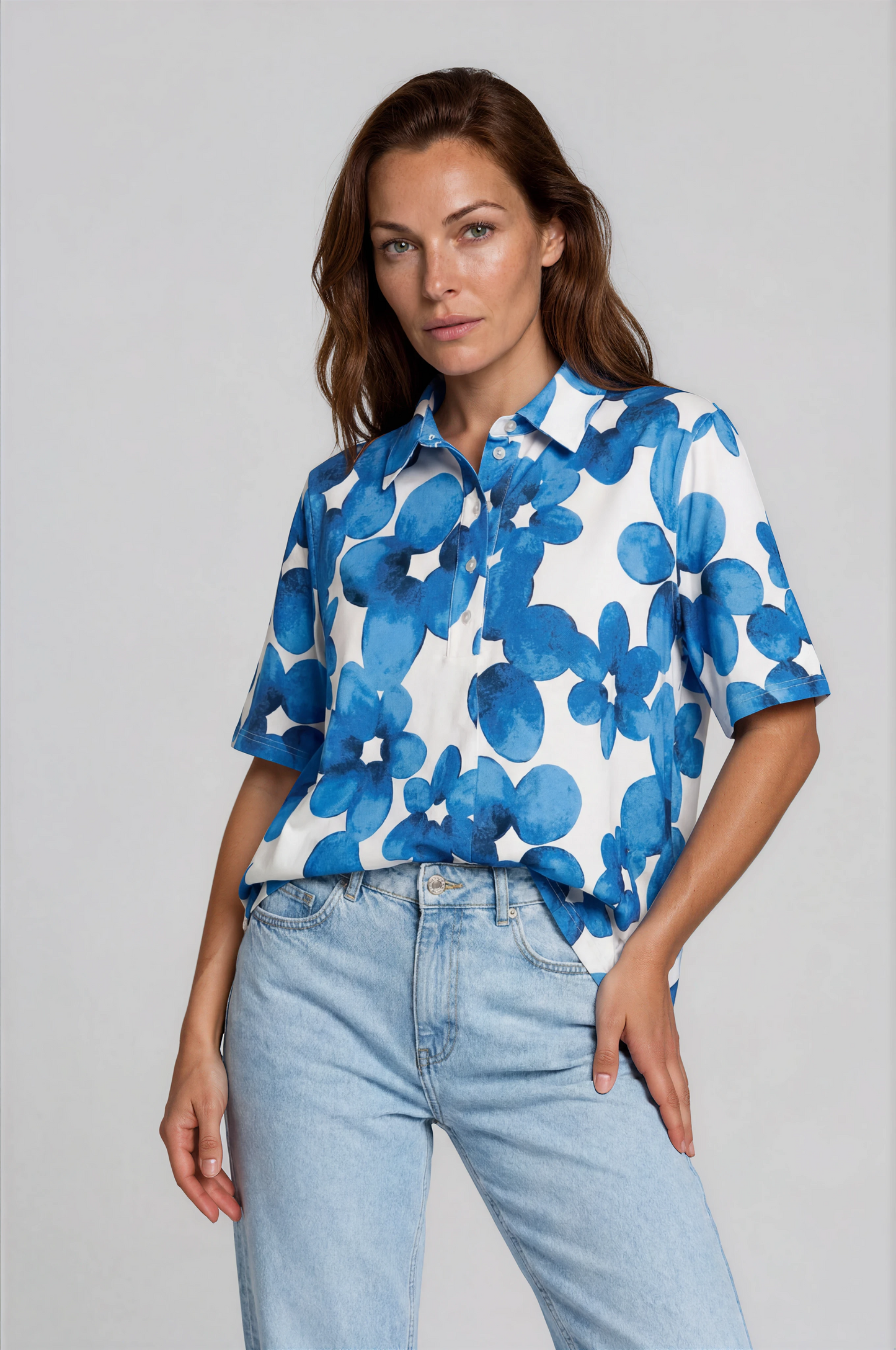 Bubble Flower Cotton Polo