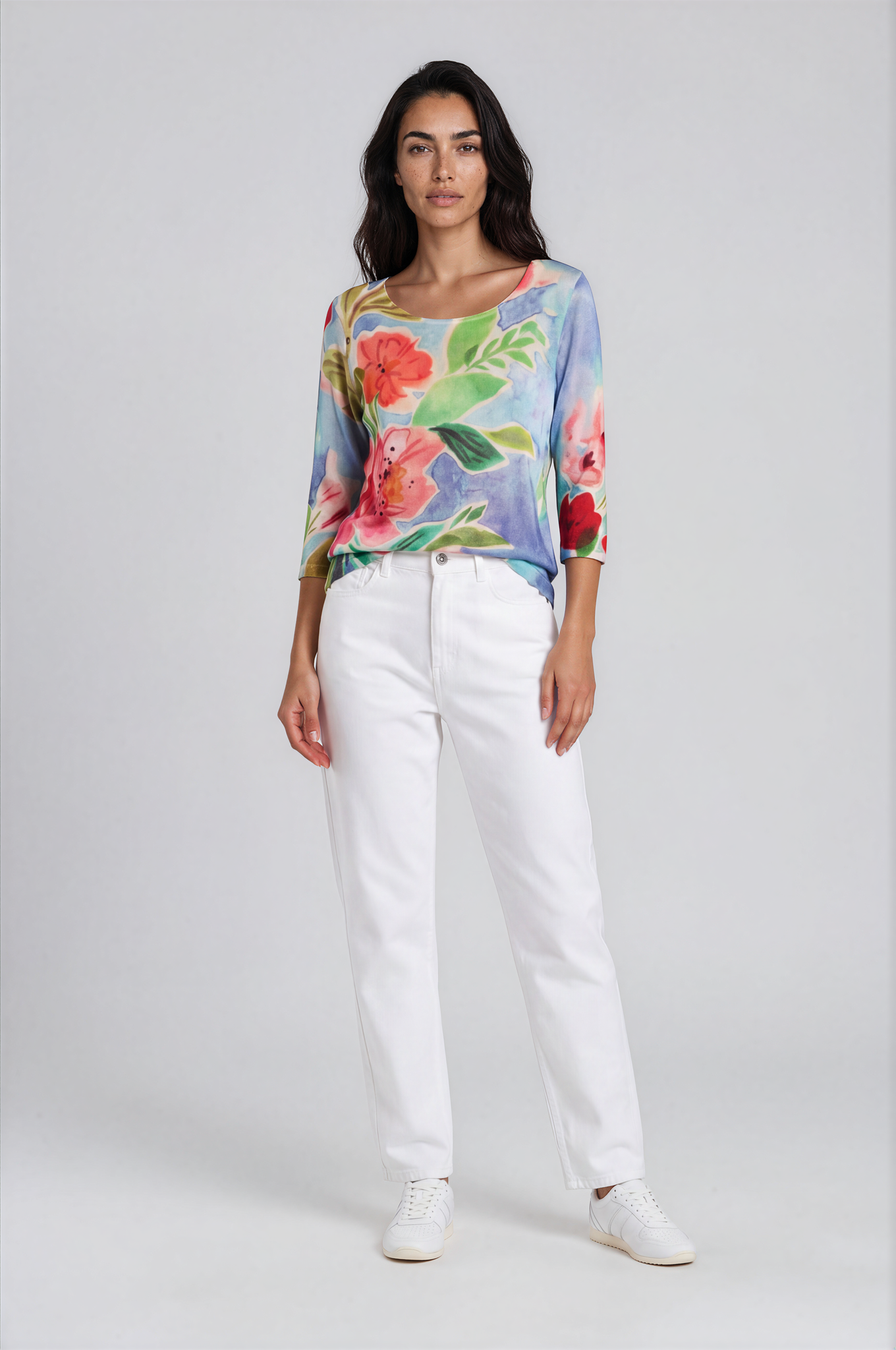 Watercolour Floral Boat Neck Sweater