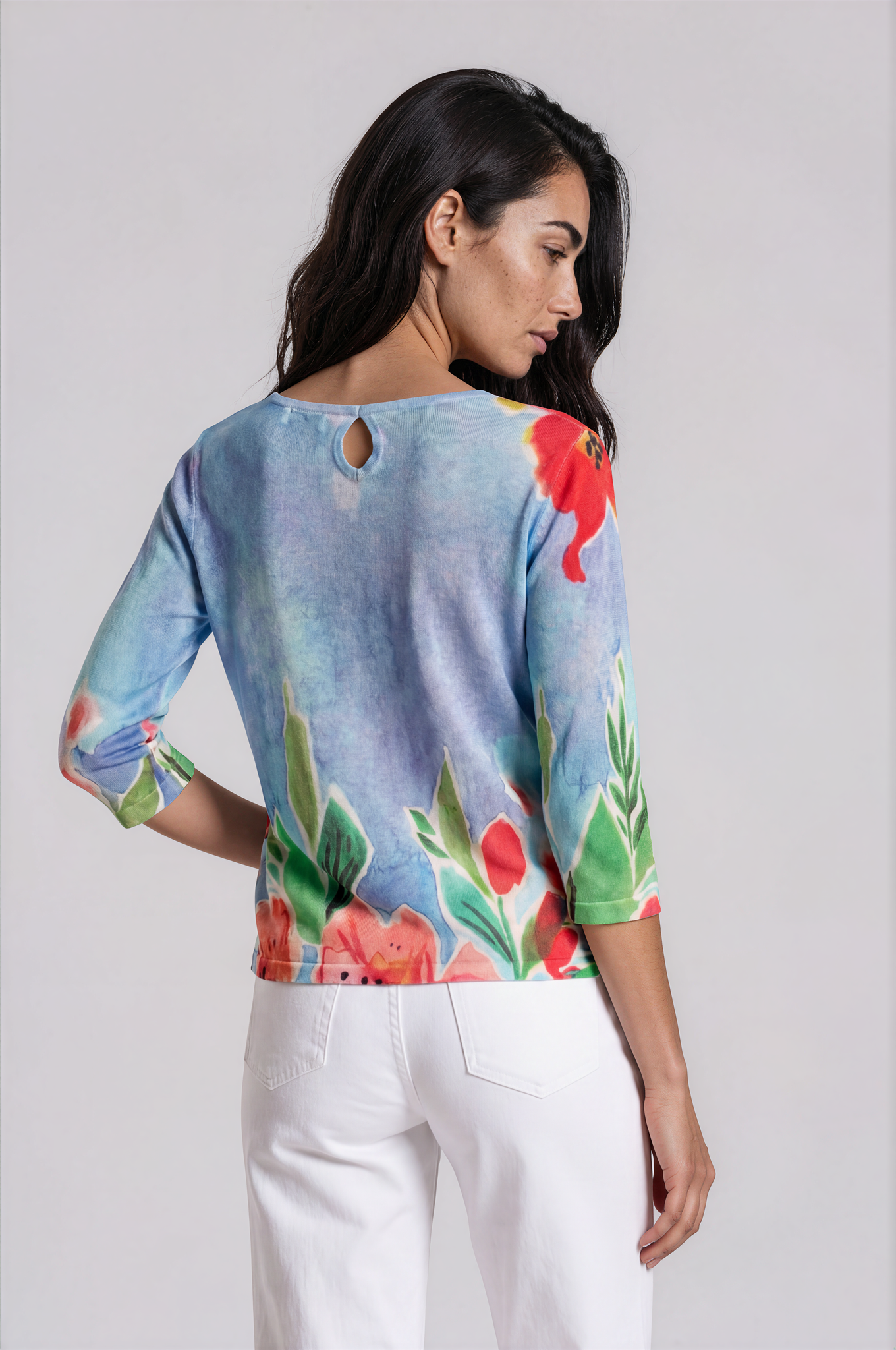 Watercolour Floral Boat Neck Sweater