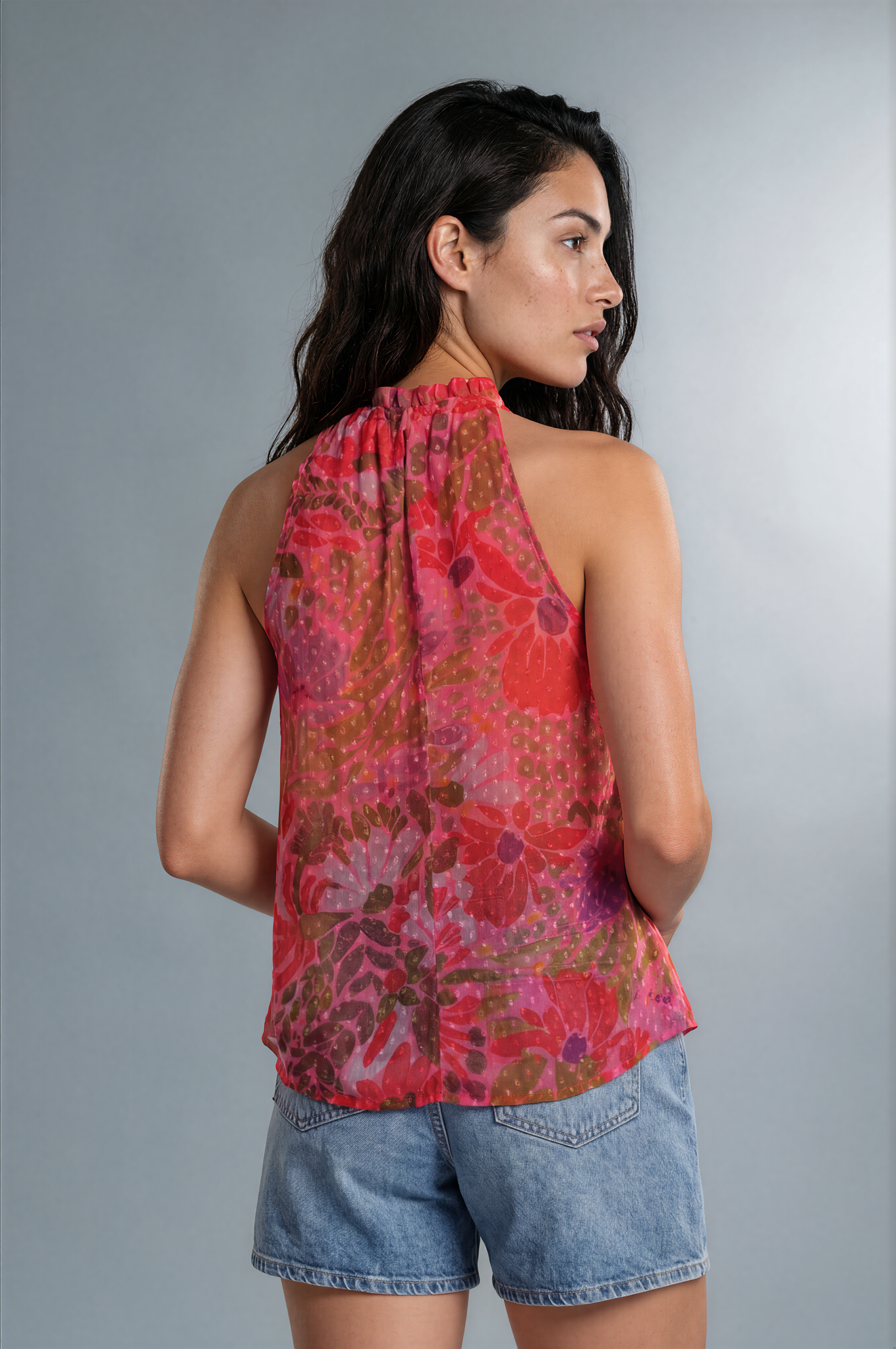 Sleeveless Polka Flora Top