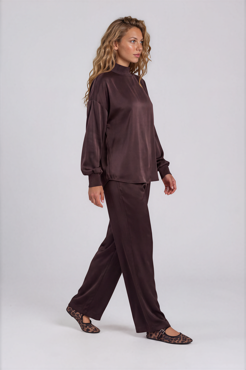 Sparkle Mock-Neck Silky Sweater