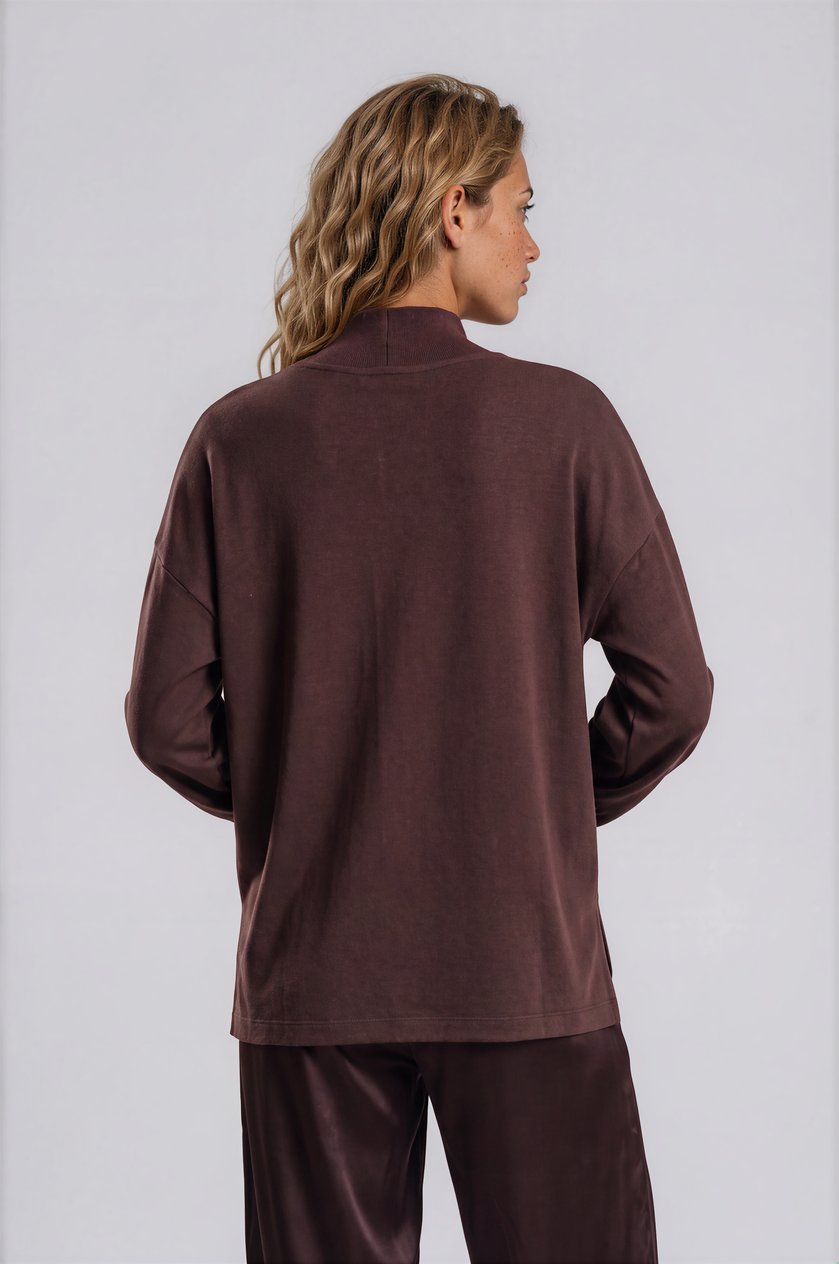Sparkle Mock-Neck Silky Sweater