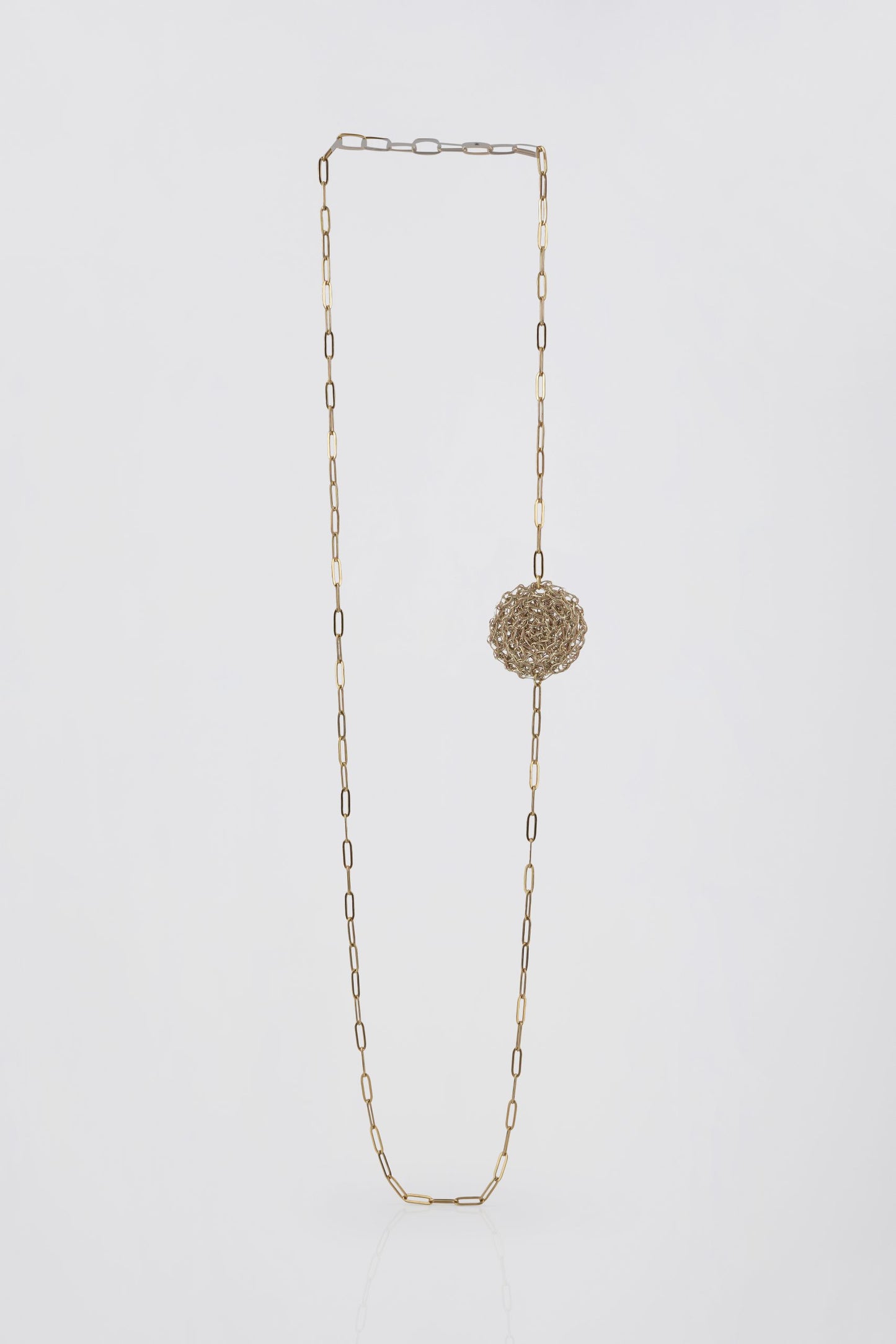 Silver Crochet Disc Chain Necklace