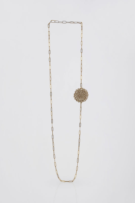 Silver Crochet Disc Chain Necklace