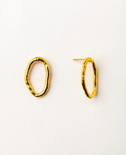 Gold-plated Oval Earrings