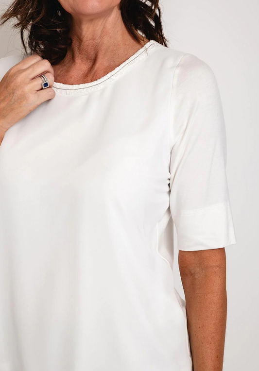 Classic Tee with Lace trim Neckline