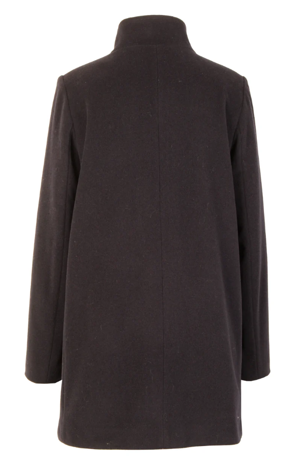 Mock Neck Buttoned Wool Coat