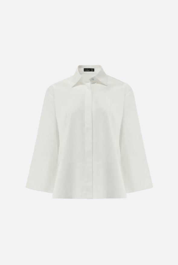 Boxy Shirt Blouse w. Side Slits