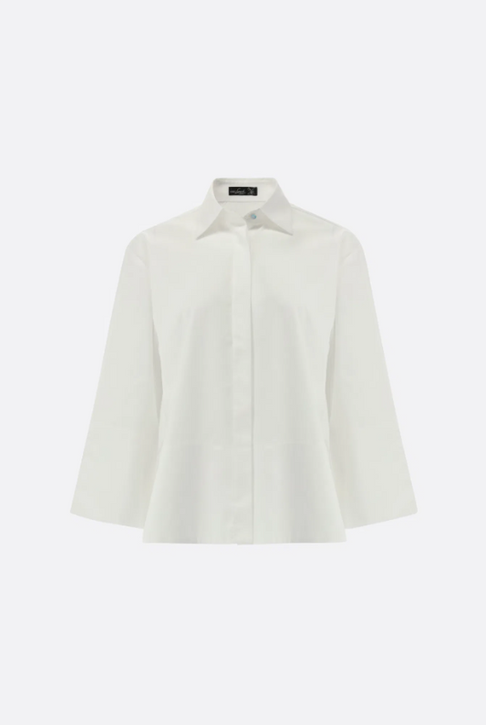 Boxy Shirt Blouse w. Side Slits