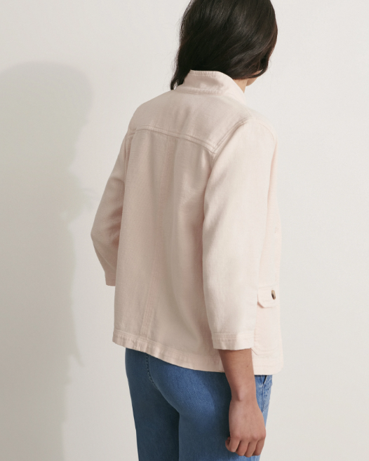 Mandarin Collared Linen Jacket