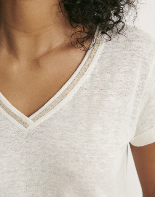 V Neck Linen Tee