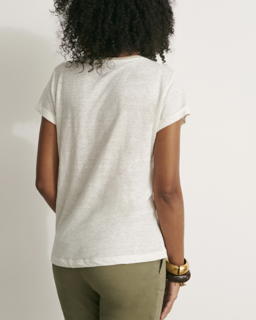 V Neck Linen Tee