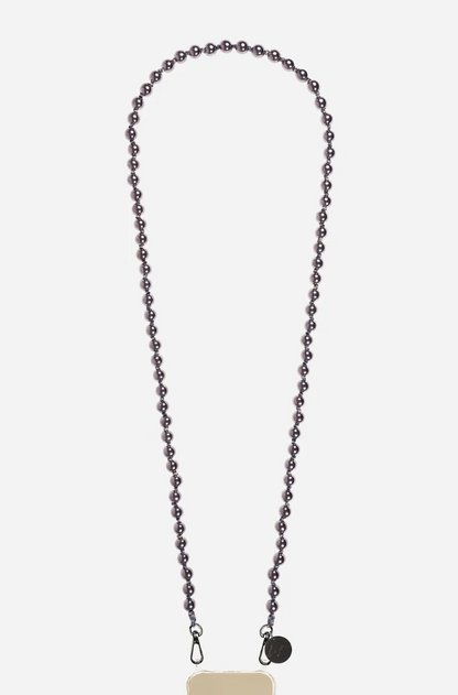 Black Brass Beaded Long Phone Chain