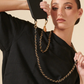 Chanel Inspired Leather & Metal Links Chain