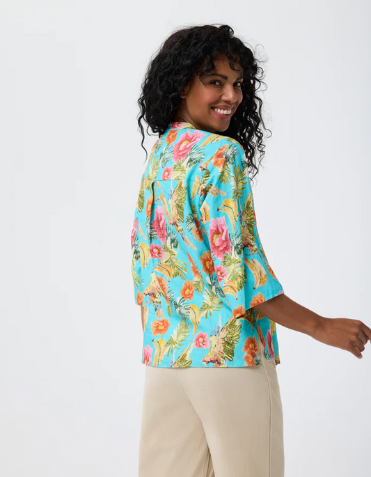 Amazonian Rainforest Linen Kimono Blouse