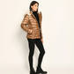 Fur Hooded Quilted Zip Jacket