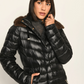 Fur Hooded Quilted Midi Zip Jacket